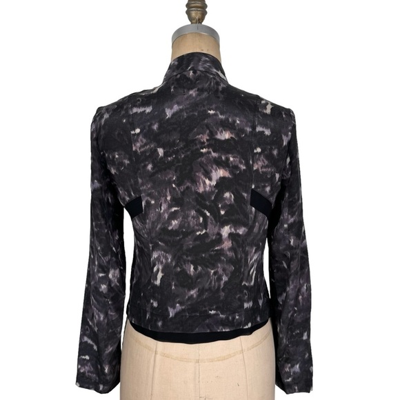 Urban Outfitters 100% Silk Blazer Jacket Medium Gray Whimsigoth Dark Floral Y2K - Picture 3 of 14